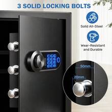 Fingerprint Large Safe Box For Home, Digital Security Safe With Biometric Lock, Keypad & Emergency Keys, Fireproof Waterproof Document Bag Included, Anti-Theft Safe For Cash, Jewelry, Passport And Valuables-50L - 50L-large - View 2
