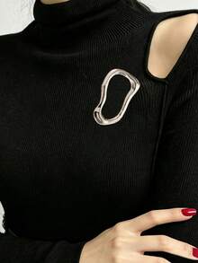 2pcs Women's Polished Shiny Asymmetrical Teardrop Metal Brooches, Minimalist Luxury Accessory For Fixing Clothing Corners, Cool Style Jewelry, Suitable For Suits, Coats, Daily Commute, Parties, Banquets, Vacation Outfits - Multicolor - View 8