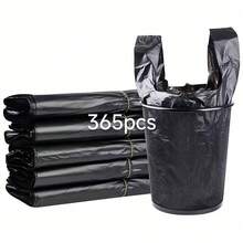 100/275/365pcs Thickened Large Black Garbage Bags, Kitchen Trash Bags, Vegetable Bags, Large Size Garbage Bags, Suitable For Paper, Plastic, Bottles, Newspapers, Lawn, With Handle T-Shirt Bags, Large Capacity Plastic Bags - Black - View 8