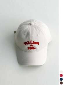 1pc Letter Embroidered Baseball Cap, Women Wide Brim Face-Flattering Casual Versatile Sun Protection Peaked Hat - Multicolor - View 18
