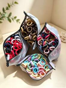 400pcs Cute Basic Colorful Hair Ties For Baby Girls, Elastic Seamless Dopamine Ponytail Hair Bands, Daily Use Hair Accessories - Multicolor - View 4