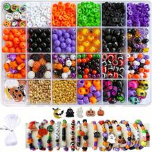 1 Set Halloween Themed Polymer Clay Beads Kit, Pumpkin Skull Ghost Printed Flat Beads, DIY Handmade Bracelet Necklace Jewelry Making Craft Supplies Set - Halloween Collection - View 9