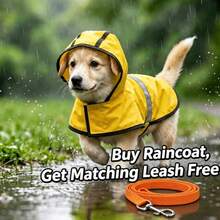 1pc Adjustable Waterproof Dog Raincoat With Sliding Hood, Durable Pet Rain Jacket With Reflective Strip And Drawstring Hole, Suitable For Small, Medium, Large Dogs And Puppies (1pc Drawstring Included) - Multicolor - View 2