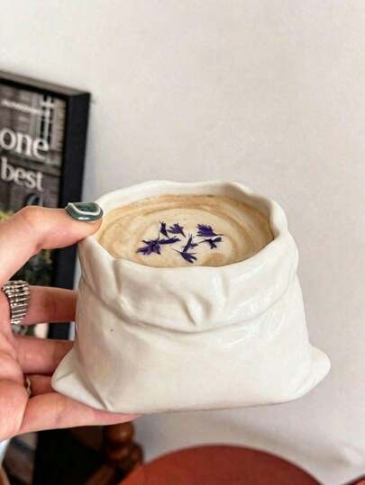 420ml Cloth Bag Coffee Cup, Creative Afternoon Tea Cup, Latte Art Cup, Office Exquisite Water Cup, Minimalist Handmade Molded Cup, Home Mug, Handmade Molded Cloth Bag Ceramic Cup, Latte Cup