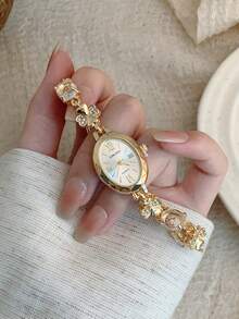 1pc Asymmetrical Women's Quartz Watch, Fashionable Vintage Exquisite, Suitable For Daily Wear, Birthday/Graduation Gift, Best Choice For Casual Party - Gold - View 3