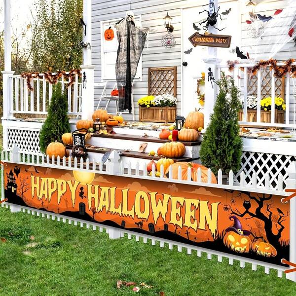 Halloween Outdoor Orange & Black Banner, Perfect For Yard Signs And Decorations, Celebrate The Spooky Season