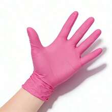 100PCS Dark Pink Disposable Nitrile Gloves, Durable, Waterproof, Durable Gloves For Tattoo Shops, Hair Salons, Pet Grooming Shops, Nail Salons, And Home Cleaning. Comfortable To Wear, Suitable For Home And Professional Use. (Box Not Included) - Rose Red - View 12