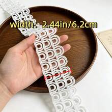 Retro Embroidered Lace Ribbon Tassel Lace Trim, 2.44 Inches Wide. Lace Decoration Technique. Suitable For DIY Embroidered Bed Skirts, Wedding Party Decorations, Jumpsuits, And Craft Decorations. | Embossed Design | Decorative Item - Multicolor - View 3