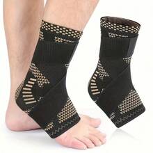 Penyangga Pergelangan Kaki Nilon Elastis Bernapas Unisex dengan Dukungan Ion Tembaga, Cocok untuk Bola Basket, Lari, Mendaki, dan Olahraga Lainnya, Memberikan Perawatan Kompresi pada Pergelangan Kaki - Hitam - View 6