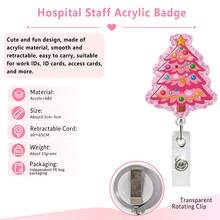 One Retractable Card Holder With Clips In Various Patterns (Including Snowflakes, Ice Cream, Christmas Trees, And Bells), Suitable For ID Card Holders, Doctor's Card Holders, Nurse's Card Holders, And Teacher's Name Tag Holders. - Multicolor - View 3