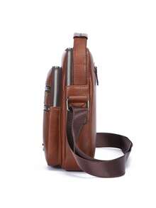 1pc Men's Vintage PU Crossbody Bag, Multi-Compartment Large Capacity Handbag, Business Commute Shopping One Shoulder Small Backpack - Crossbody Bag - View 9