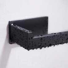 1-Piece Metal Toilet Paper Holder, Black, Drill-Free Adhesive, For Bathroom, Bathroom Accessories - Black - View 4