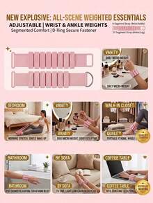 1/2pcs Adjustable Weighted Wrist And Ankle Bands, 2/3lbs Per Pair, With Removable Adjustable Weights, Precisely Match Fat Burning Needs, Suitable For Daily Exercise, Running, Yoga, Gym, Pilates And Strength Training - Striped - View 2