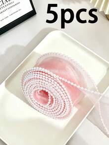 1PC/3PCS/5PCS Pearl Edge Mesh Ribbon, Exquisite Locked Edge Tulle Ribbon, Multiple Colors Available, Floral Bouquet Packaging, Gift Box Bow DIY Handmade Accessories, Atmospheric Decorative Ribbon - Transparent - View 15