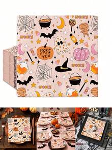 20pcs/1pc Halloween Disposable Paper Napkins, Halloween Party Supplies, Cute Pumpkin Witch Hat Pattern, Boo To You Printed Soft Napkins, Suitable For Halloween Party Supplies, Halloween Dinner Party Supplies And Halloween Party Decorations - Multicolor - View 3
