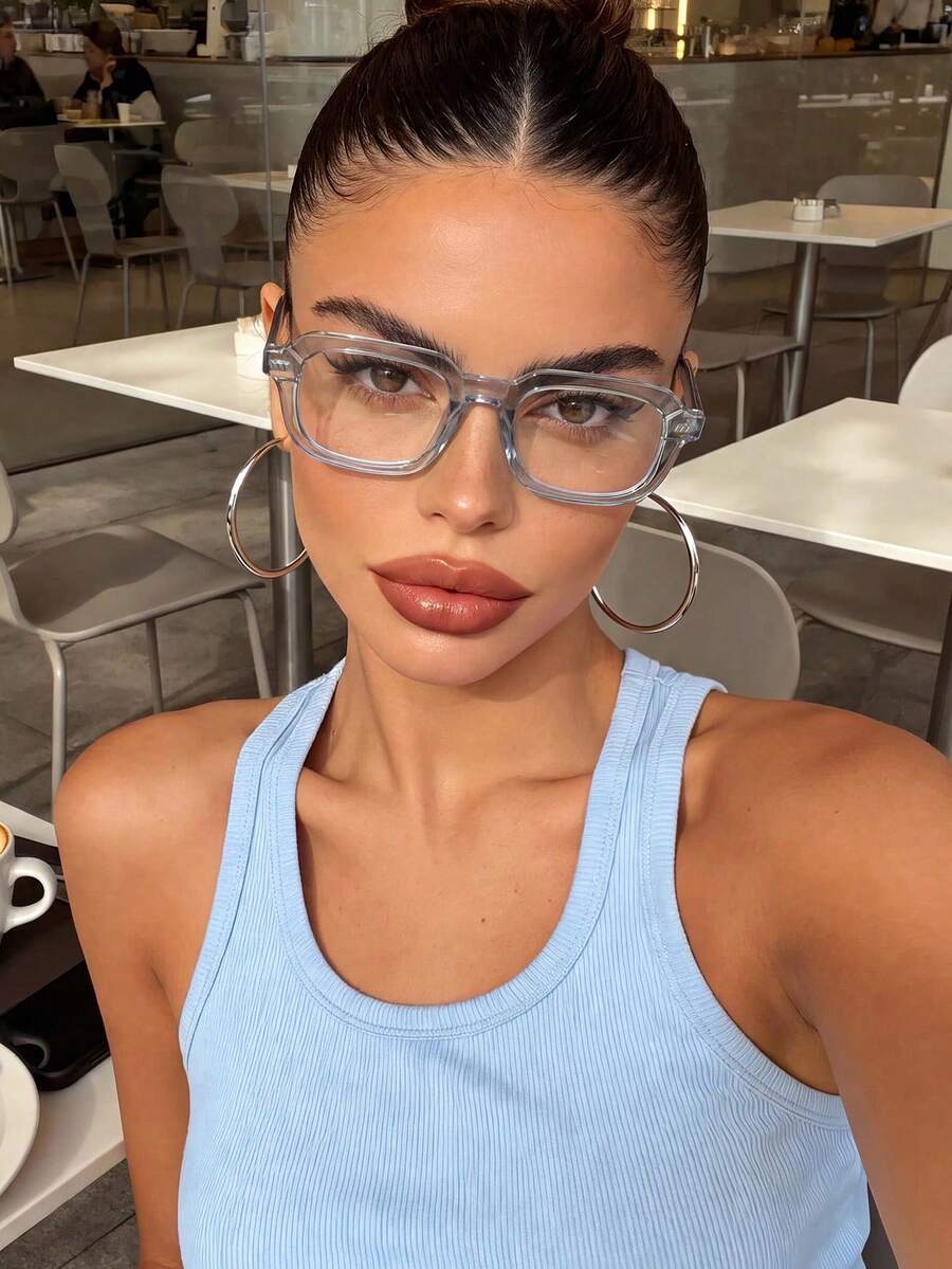 1 Pair Women's Square Frame Versatile Plain Lens Glasses, Suitable For ...