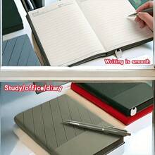 1pc A5 Diagonal Textured Soft Faux Leather Cover Notebook, Multiple Colors Available, Minimalist Business Style, Rounded Edge Binding With Bookmark Design, Waterproof And Wear-Resistant Cover, Soft Touch, Thick Paper For Smooth Writing, Portable, Suitable For Meeting Notes, Classroom Notes, Work Planning - Multiple Styles - View 6