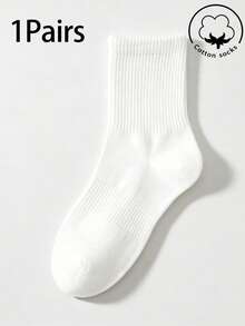 1/3/5/10 Pairs Women's Pure Cotton Mid-Calf Socks, White, Spring/Summer/Autumn, Breathable, Suitable For Casual/Daily/Sports - Multicolor - View 10