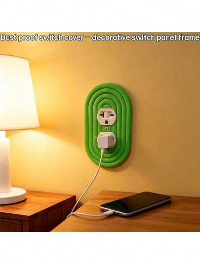 1pc Striped Minimalist 3D Sculptured Decorative Switch Plate, Socket Protector With Screws, Fun Creative Dust‑Proof Toggle Switch Cover, Non‑Electrical Wall Decor For Home Hotel Homestay, Festival Decor For Moving Back‑To‑School Halloween New Year
