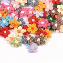 50 1.5cm Multi-Color Five-Petal Flower Lace Fabric Patches (Non-Adhesive) DIY Handicraft Material Clothing Hat Decorative Accessories Random Mixed Colors - Multicolor - View 6