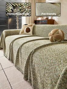 1pc Chenille Sofa Throw Blanket, Bohemian Style Sofa Cover, Dust-Proof, Stain-Resistant, Fade-Resistant, Protect Sofa From Cat Scratches, Suitable For All Seasons, Machine Washable - Green - View 2