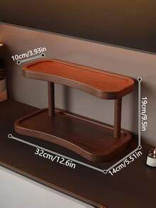 2-Tier Walnut Countertop Storage Rack - Elegant Makeup, Perfume And Skincare Organizer, Suitable For Bathroom, Kitchen And Office Desk, With Separate Enclosed Storage Compartments - Brown - View 10