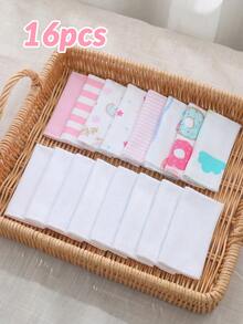 momscare 16pcs Baby Bibs, Multi-Purpose Mouth Wipes, Multiple Colors, Soft And Comfortable Fabric For Newborn Baby Girls, Face Towels - Multicolor - View 9