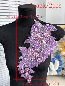 20pcs/Pack, Assorted Colors, New 3D Computer Embroidered Crystal Rhinestone Applique Patches, For Clothing Decoration, DIY Wedding Dress Accessories, Sewing Embroidery Crafts - A - View 49