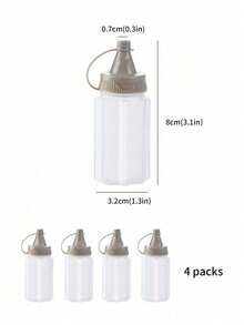 4/8pc Portable Squeeze Bottles, Mini Translucent Sauce Bottles, Suitable For Outdoor Camping, Picnic, Gathering - Grey - View 5
