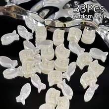 11/22/33Pcs Cat & Fish Shaped Sewing Buttons, Double Hole Faux Pearl Shell Texture Decorative Buttons, Black & White Animal Buttons, Suitable For Clothing, Sweaters, Crochet, Scrapbooking, Handmade Jewelry DIY Materials, Random Color - Multicolor - View 21