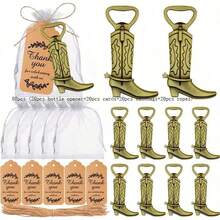 Juego de 24 abridores de botellas con forma de bota de vaquero, juego de recuerdos con temática occidental, adecuado para bodas, baby showers, Día de San Valentín, fiestas de cumpleaños y otras ocasiones como regalos para invitados y decoraciones - Multicolor - Ver 12