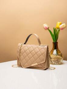 1 buah Tas Selempang Mini Fashion Wanita dengan Penutup Rantai, Dompet Kecil, Cocok untuk Pelajar, Hadiah, Belanja - Khaki - View 3