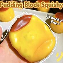 1pc Crispy Pudding Squishy Toy, No Rebound Dent, Crisp Sound When Squeezed, Includes Building Block Clay, Hard And Soft Texture, Handmade Toy, Stress Relief Squishy/Classroom Toy, Soft And Chewy, Halloween - Multicolor - View 9