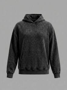 Women's American High-Street Style Hooded Sweatshirt For Autumn/Winter, Featuring Vintage Floral And Connected English Letter Prints. - Black - View 8