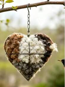 1pc Handmade Fiber Heart-Shaped Bird Nest Support, Outdoor Hummingbird Nest Box, Nest House Design, Wild Bird Winter Tree House, Dual-Season Outdoor Landscape House, Let Birds Come To Build Nests And Perch In Your Home, Reusable - View 7