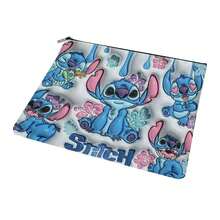 Disney 1PC Stitch Cartoon Print Canvas Makeup Bag Toiletry Bag Portable Double-Sided Print Travel Storage Bag - One Size - View 4