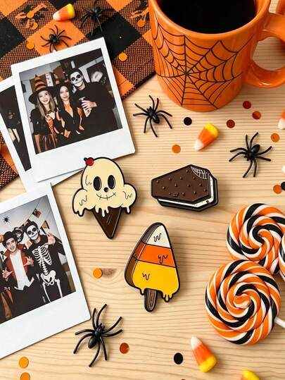 Juego de Broches de Esmalte de Helado de Halloween (3 piezas/Juego) Insignia Decorativa de Moda Alfiler para Solapa y Bolso Regalo