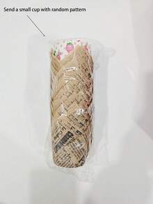 50pcs Tulip Cake Paper Cups Dessert Muffin Cups Flame Cups Disposable Baking High Temperature Resistant Oil-Proof Cake Paper Holders (Printed Pattern Random, Please Do Not Buy If You Mind) - Khaki - View 13