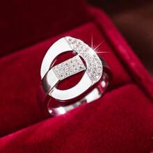 1pc Premium Hollow Intertwined Geometric Exquisite Ring, Wide Band Polished Combination, European & American Style Women's Commute & Evening Party Atmosphere Accessory - JZ6267 - View 2