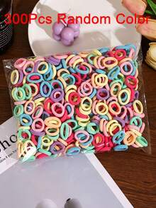 600pcs Little Girls Solid Color Hair Ties, Soft Traceless Ponytail Holder, Cute Basic Hair Bands, Hair Accessory For Daily, Party & Summer - Multicolor - View 7