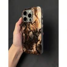 奢華豹紋貝殼紋理手機殼，適用於 iPhone 18 Pro Max 17 Pro 17 Air 17 16 15 14 Plus 13 12 Pro Max 11，時尚防震後蓋 - 棕色 - 查看 2