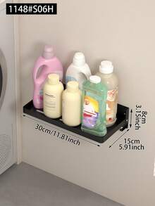 Wall-Mounted Laundry Storage Rack With Hooks, Heavy-Duty Metal Shelf, Bathroom Balcony Wall Storage Rack, Washing Machine Dryer Side Detergent Bottle Storage Rack, Bathroom Organizer - Multicolor - View 10