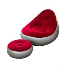 Inflatable Chair With Footrest, Flocked Surface Adult Inflatable Sofa, Comfortable Inflatable Air Cushion Chair, Waterproof Portable Inflatable Sofa, Camping Inflatable Sofa - Chair - View 15