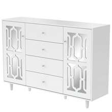 Sideboard Made Of Wood With Storage With Drawers With Doors White For Dining Room And Living Room - 白色 - 查看 8