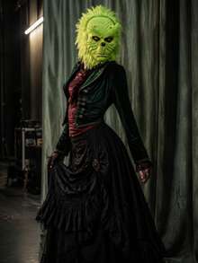 Green Furry Full-Face Monster Mask For Adult Halloween Costume Party Dress-Up - Multiple Styles - View 3