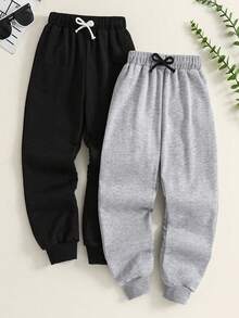 Tween Boy Casual Bowknot Decor Cuffed Sweatpants - Multicolor - View 1