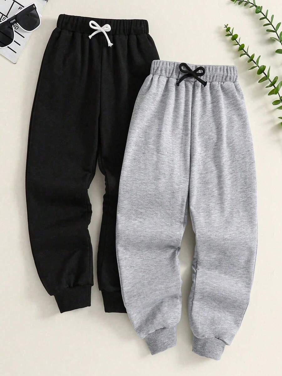 Tween Boy Casual Bowknot Decor Cuffed Sweatpants - Multicolor - View 1