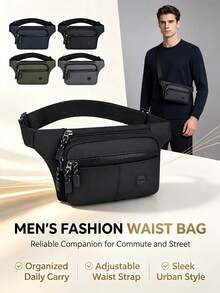 1pc Men's Multi-Functional Waist Bag, Multi-Compartment Large Capacity Chest Bag, Adjustable Shoulder Strap Crossbody Bag, Outdoor Travel, Sling - Fanny Pack - View 2