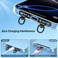 360° Rotating Metal Phone Lanyard Connector Plate, Side-Mount Double-Clip Ultra-Thin Metal Shim, Double-Clip For Stronger Hold, Does Not Affect Phone Calls - Multicolor - View 11