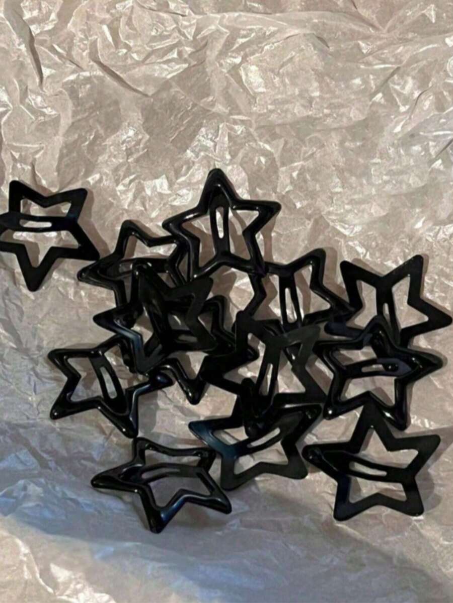 100/50/5pcs Women's Y2K Pentagram Metal Hair Clips Suitable For Daily Use - Black - View 1